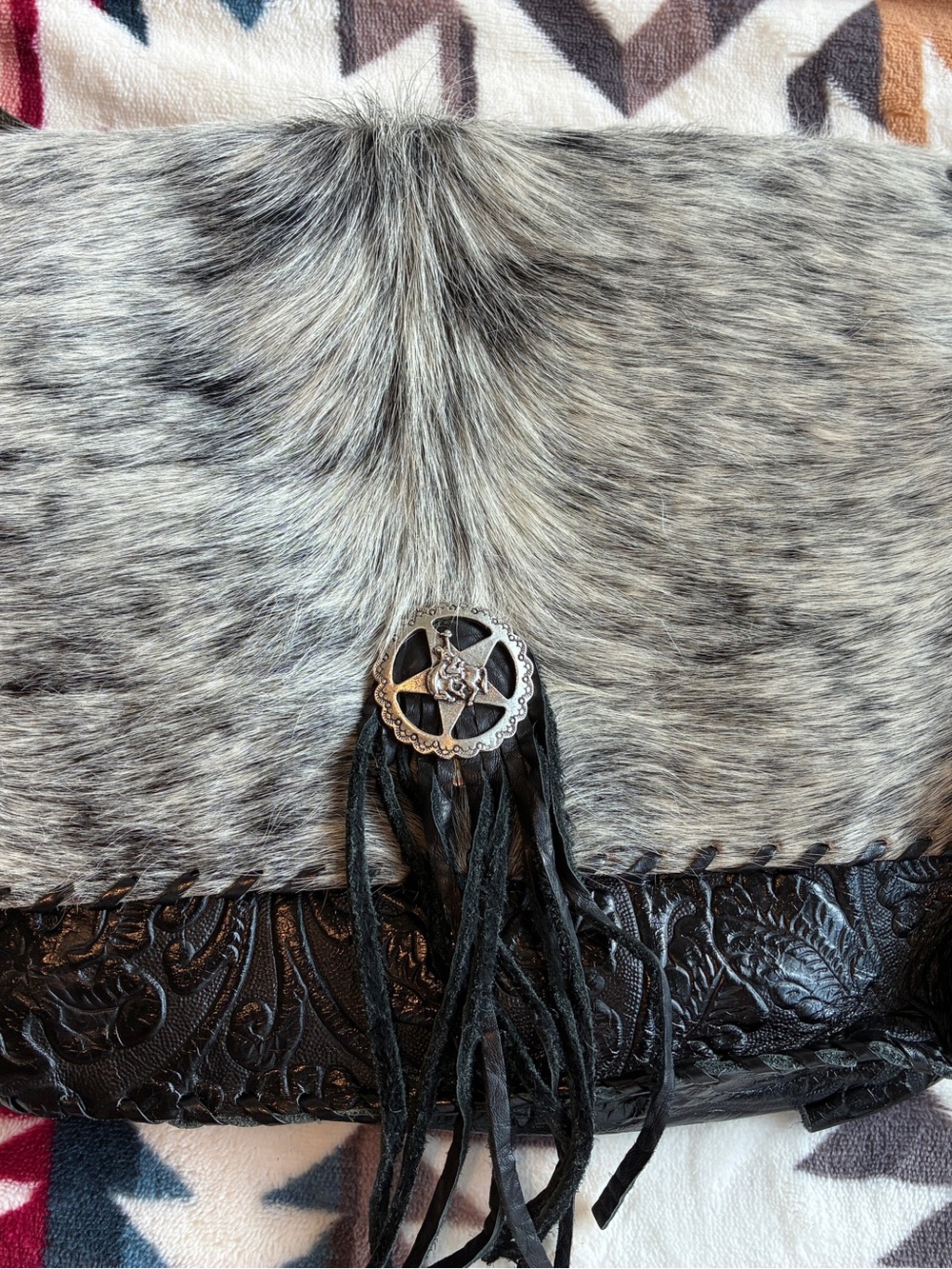 Hand made leather and hide Yellowstone Montana handbag.